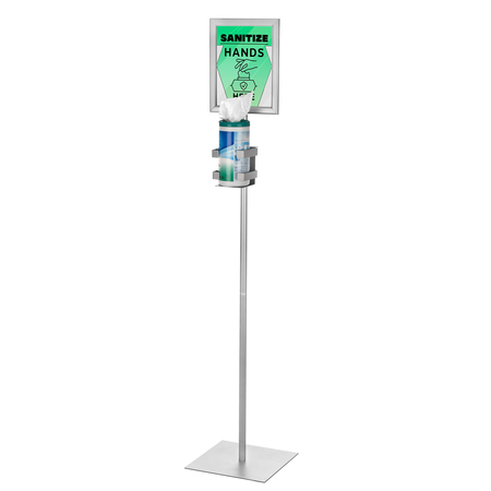 Alpine Industries Sanitizing Wipes Container Stand, Small 8.5x11" Sign Frame, 44"H 530-S-SGN-S